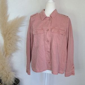 NWT Lucky Brand pink military style shirt medium